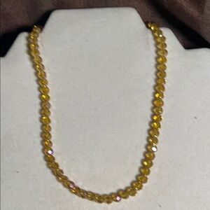 Elegant Gold Crystal Beaded Necklace and Bracelet.